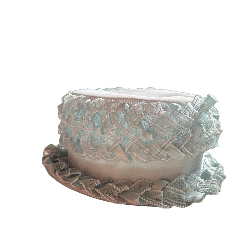 Vintage Ladies Hat With Beautiful Detailing - Light Blue Coloring